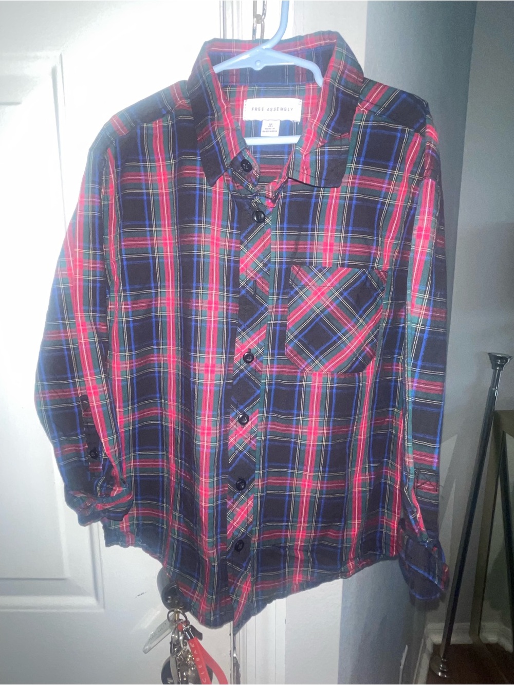 Free Assembly Red and Black Plaid Button-Up Shirt - Kids 8Yrs